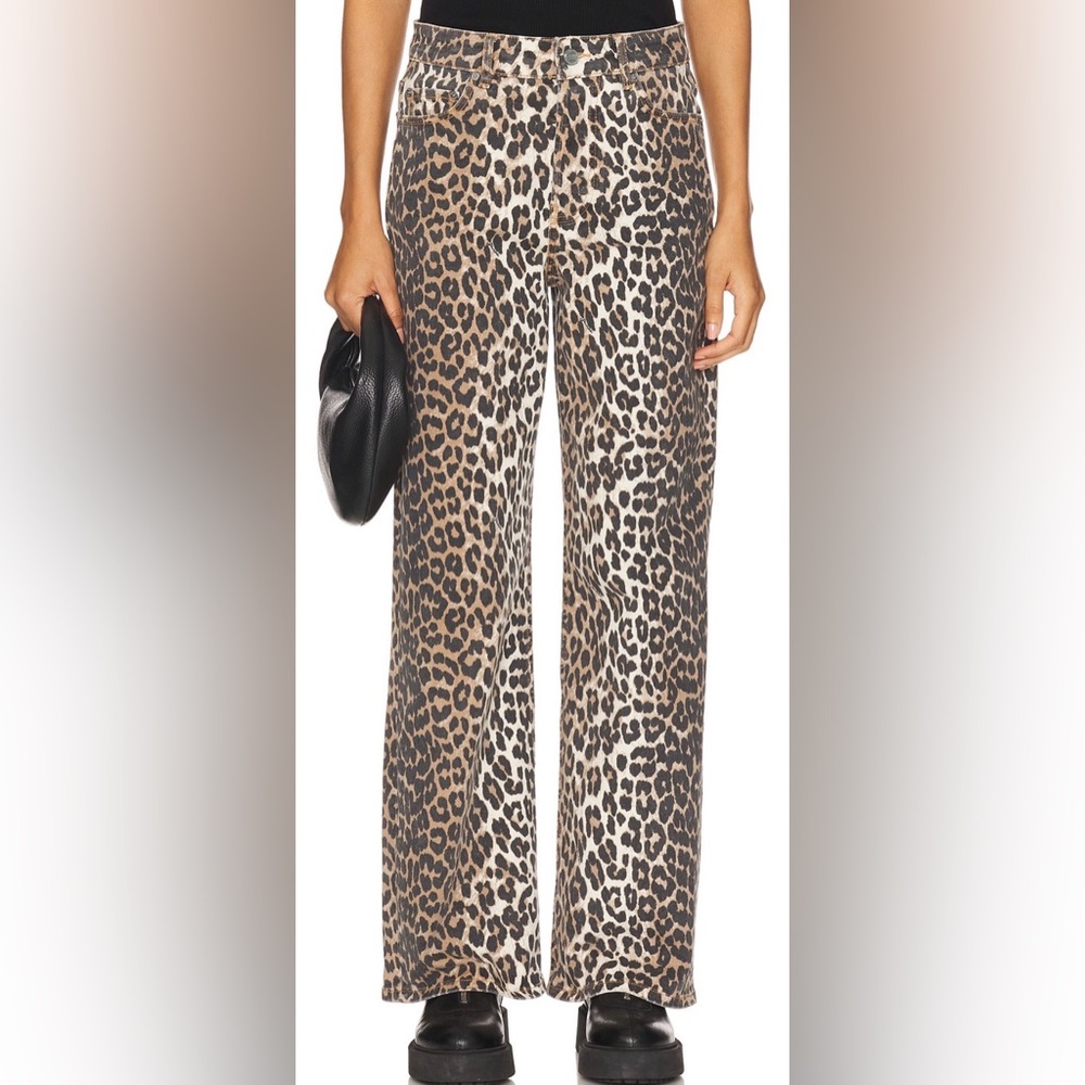 Ganni Izey Leopard Print Jeans
